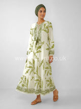 Leaf Print Tiered Summer Dress