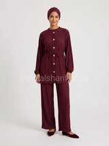 Pleated Co-Ord Two Piece Set with Wide Leg Trousers