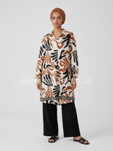 Oversized Abstract Print Tunic Top