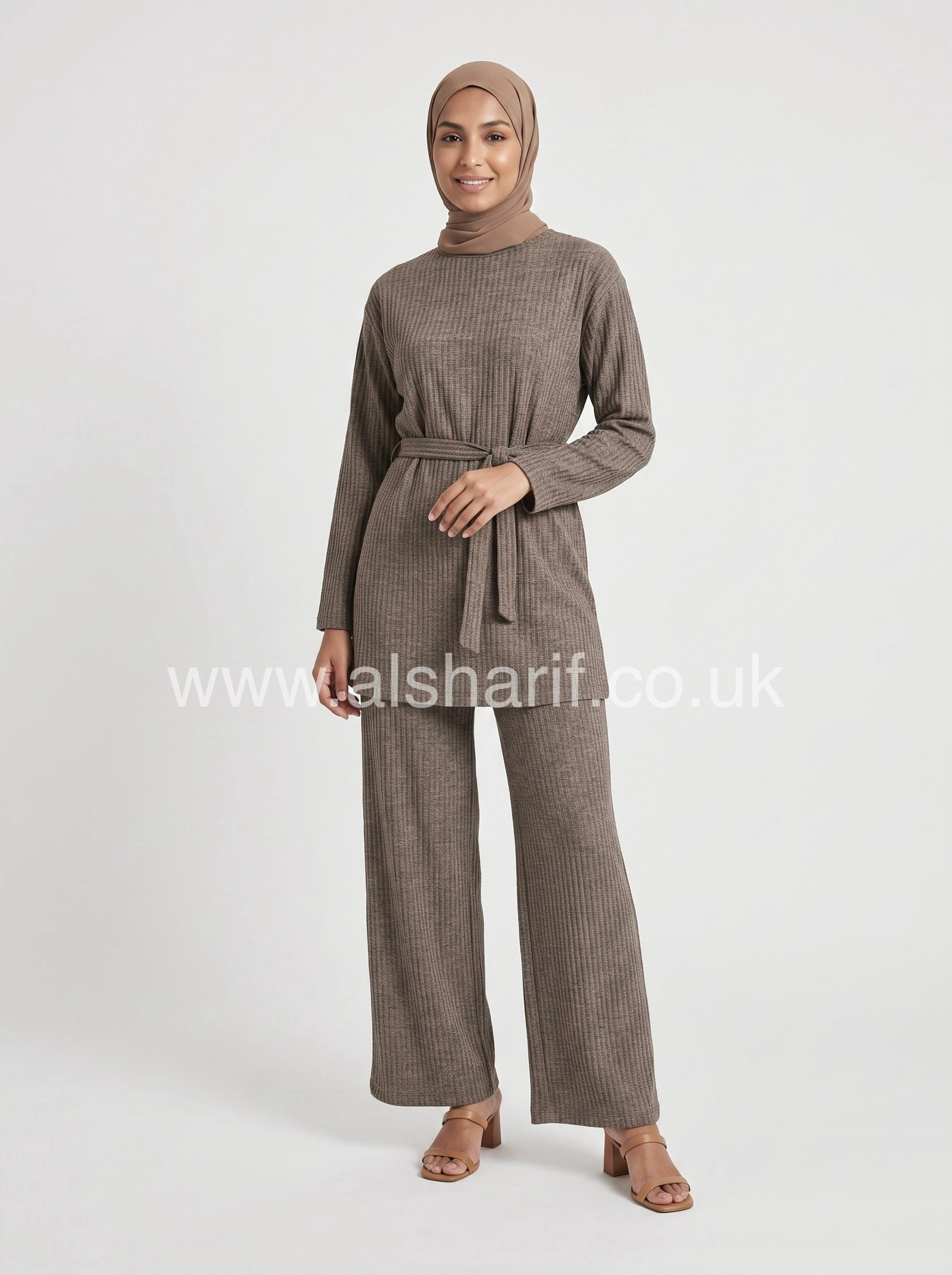 2 Piece Knitted Co-Ord Trouser Set with Belt