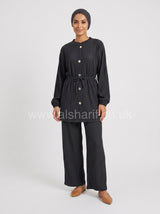 Pleated Co-Ord Two Piece Set with Wide Leg Trousers