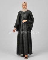 Crinkled Satin Lace Up Back Abaya Dress