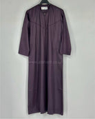 Dark Purple Silky Boys Thobe Jubba Collarless with Zip Size 44
