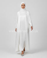 2 Piece Set Crinkled Silk Abaya Dress