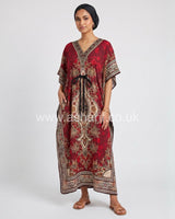 Printed Drawstring Kaftan Dress