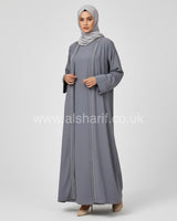 2 Piece Set Diamante Satin Abaya Dress
