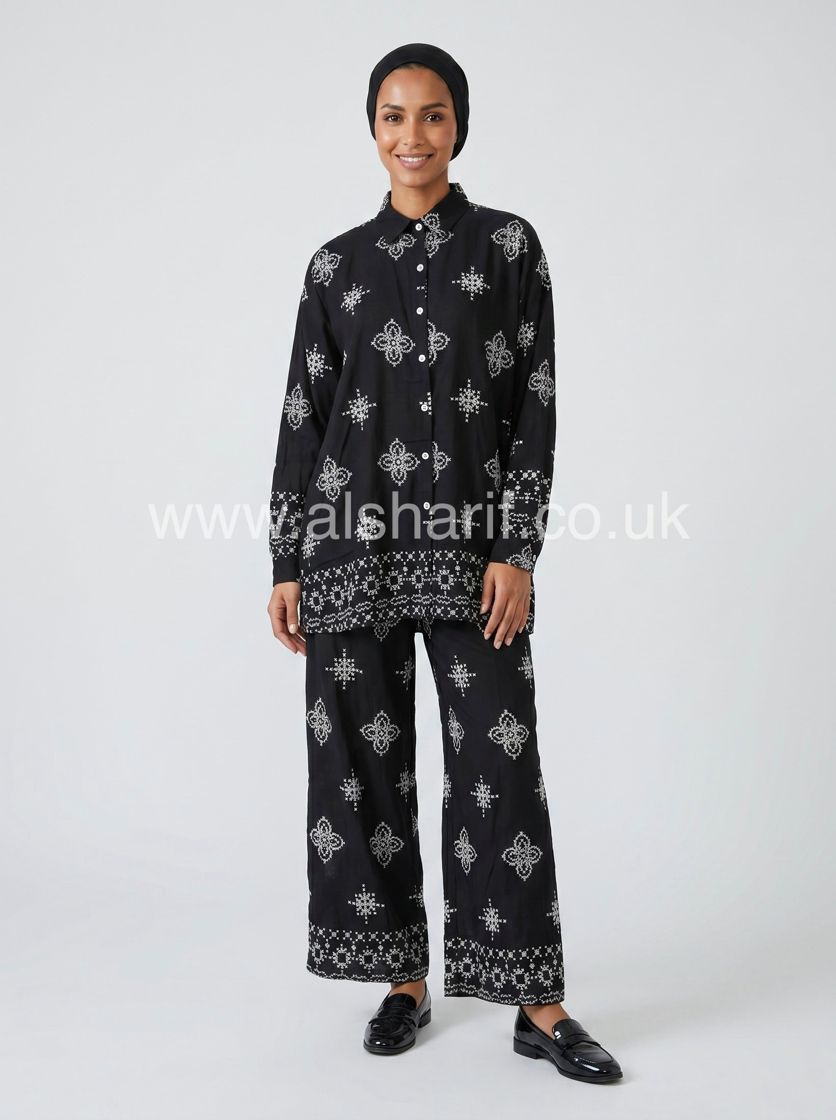 Co-Ord Set Button-Up Shirt & Wide Leg Trouser
