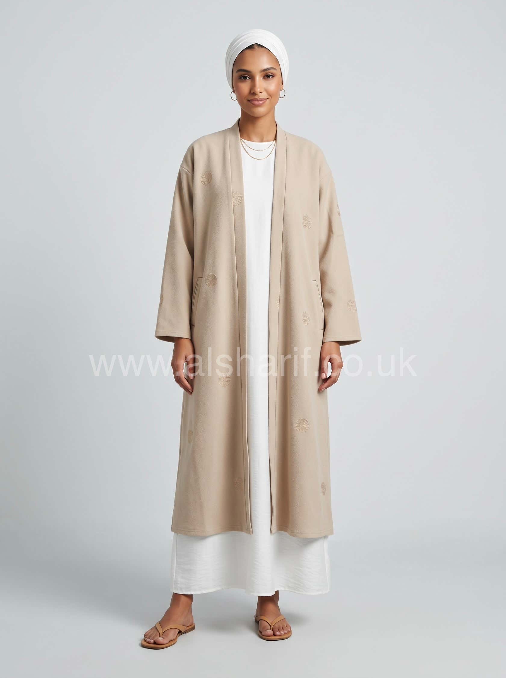 Embroidered Open Abaya Coat