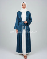 Satin Maxi Cardigan with Belt 2 Side Pockets