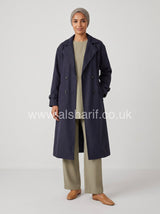 Belted Suede-Feel Abaya Coat