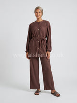 Pleated Co-Ord Two Piece Set with Wide Leg Trousers