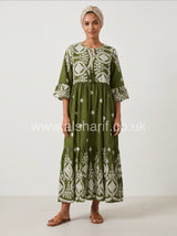 Three-Quarter Sleeve Maxi Dress