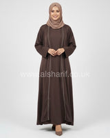 2 Piece Set Diamante Satin Abaya Dress