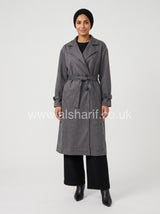 Belted Suede-Feel Abaya Coat
