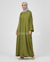 2 Piece Set Diamante Satin Abaya Dress