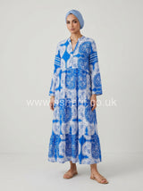 Button Front Roll Sleeve Summer Dress