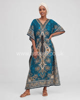 Printed Drawstring Kaftan Dress