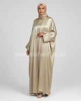 2 Piece Set Crinkled Silk Abaya Dress