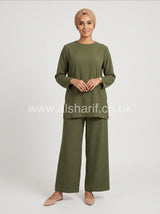 Belted Crepe Co-Ord Set with Wide Leg Trousers