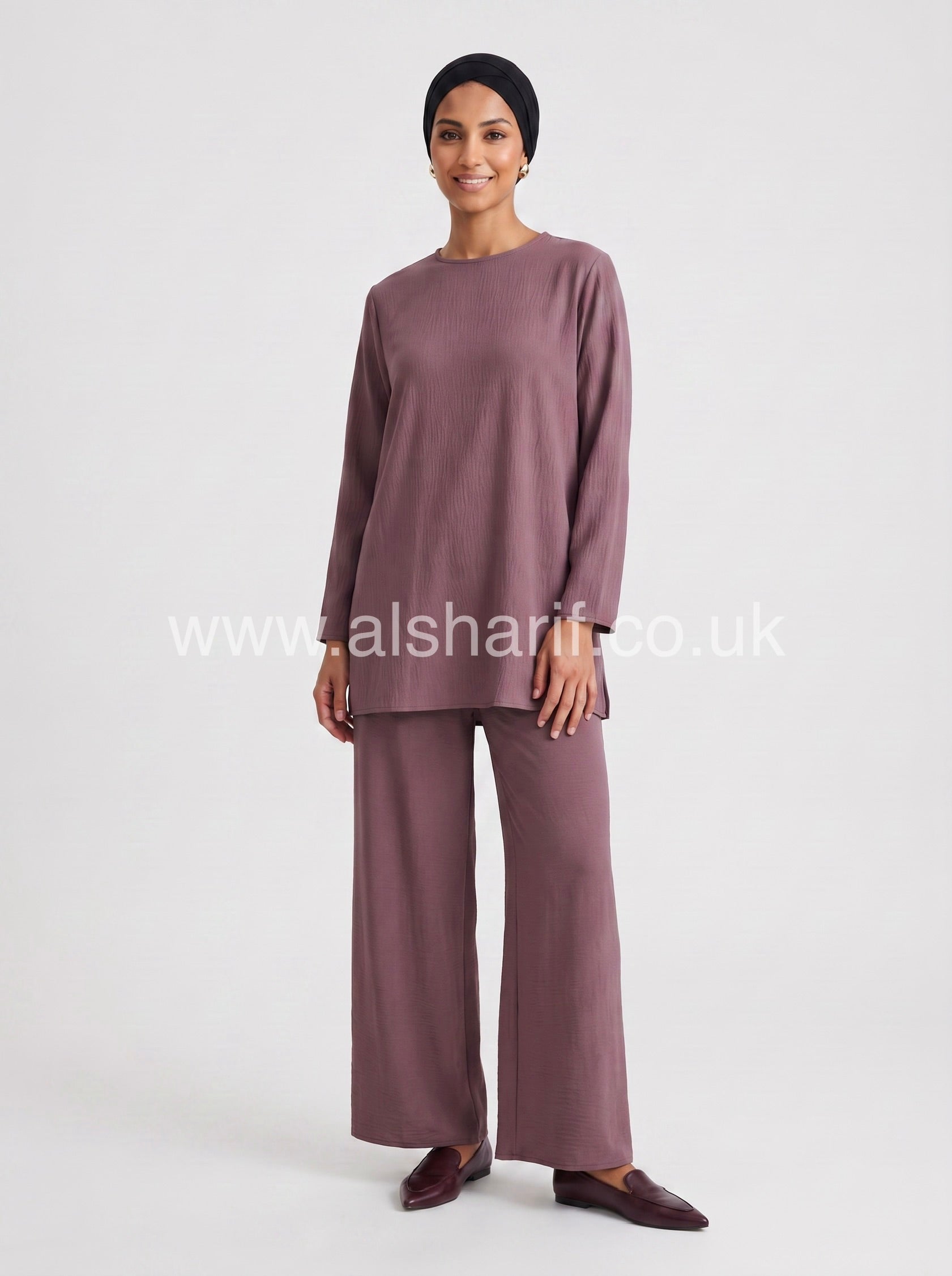 Belted Crepe Co-Ord Set with Wide Leg Trousers