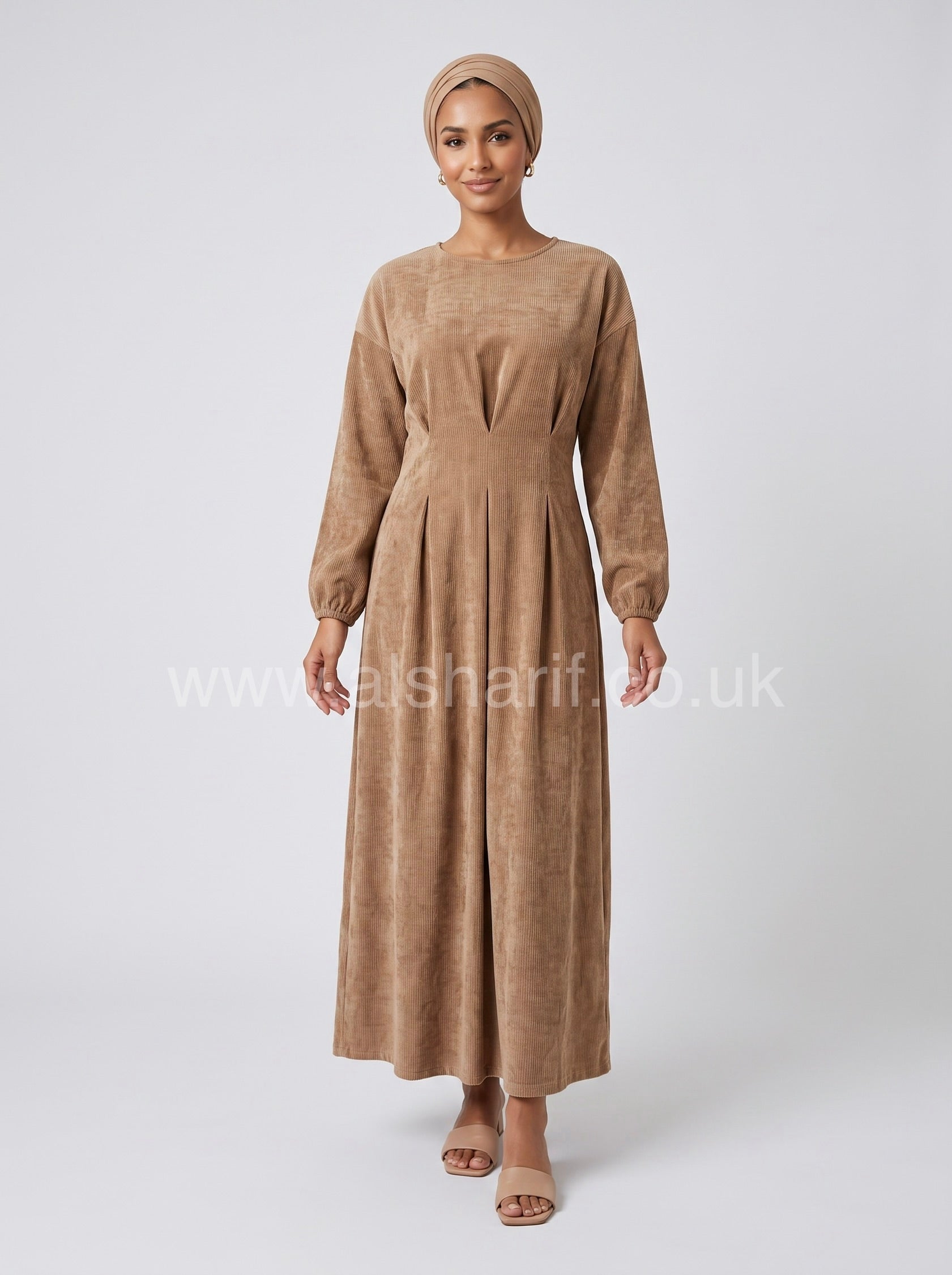 Velvet Pleated Waist Maxi Dress