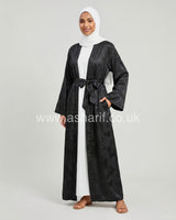 Satin Maxi Cardigan with Belt 2 Side Pockets