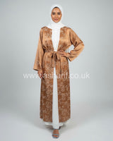 Satin Maxi Cardigan with Belt 2 Side Pockets