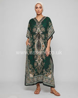 Printed Drawstring Kaftan Dress