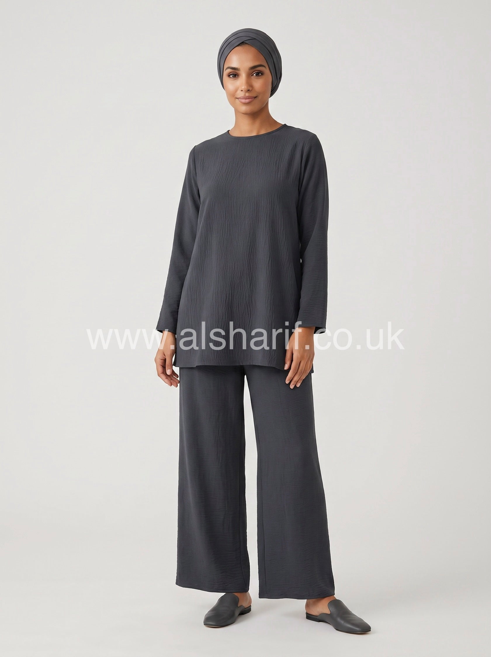 Belted Crepe Co-Ord Set with Wide Leg Trousers