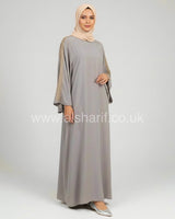 Rhinestone Gold Shoulder Satin Abaya Dress