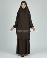 Two Piece Satin Jilbab Set (Khimar + Skirt)