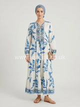 Leaf Print Tiered Summer Dress