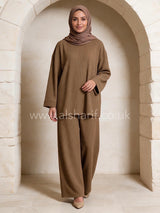 Ribbed Knit Two-Piece Co-Ord Trousers Set