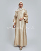 Crinkled Satin Lace Up Back Abaya Dress