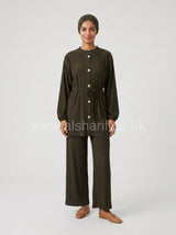 Pleated Co-Ord Two Piece Set with Wide Leg Trousers