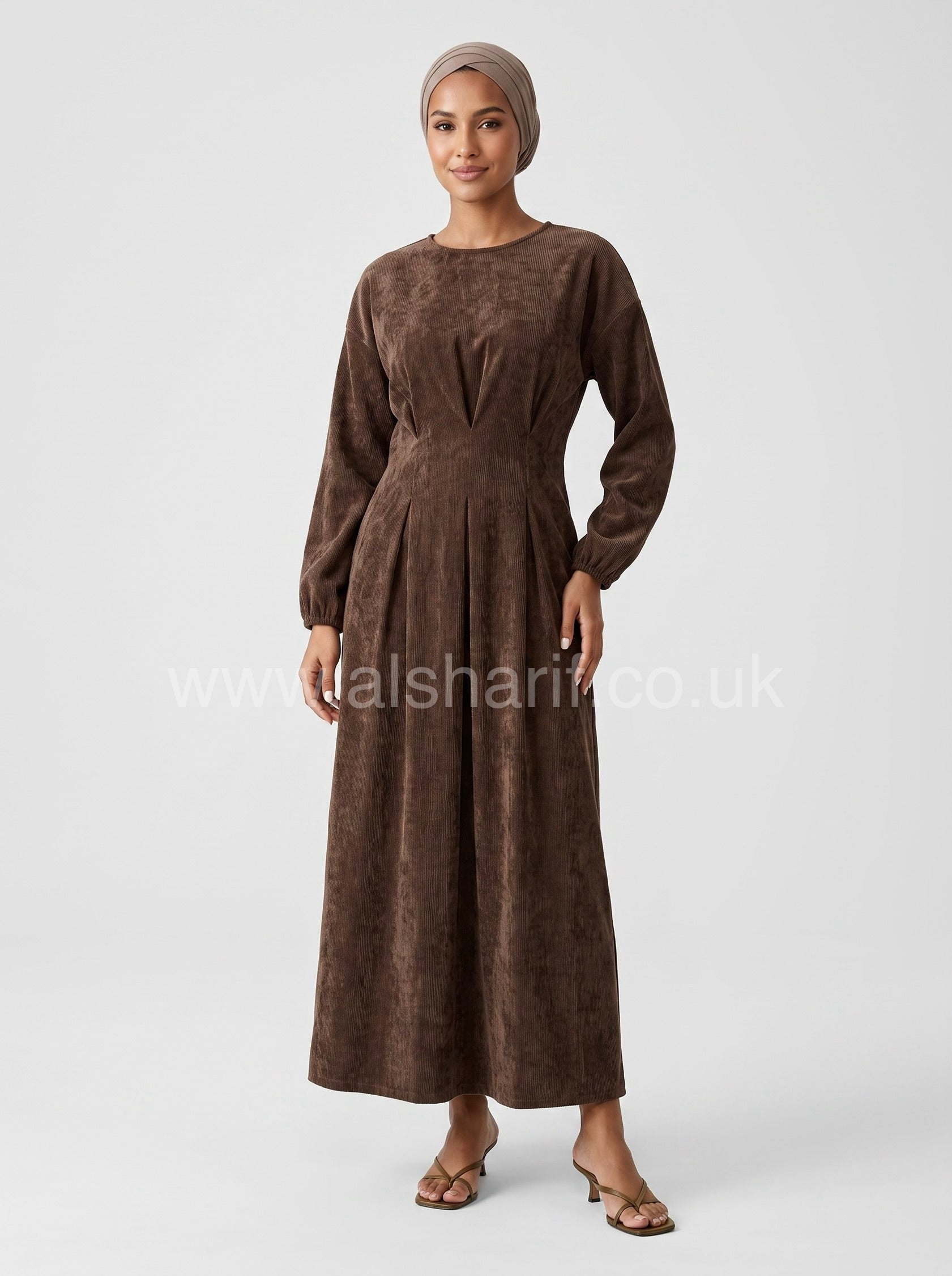 Velvet Pleated Waist Maxi Dress