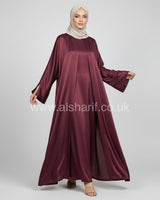 2 Piece Set Crinkled Silk Abaya Dress