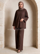 Ribbed Knit Two-Piece Co-Ord Trousers Set