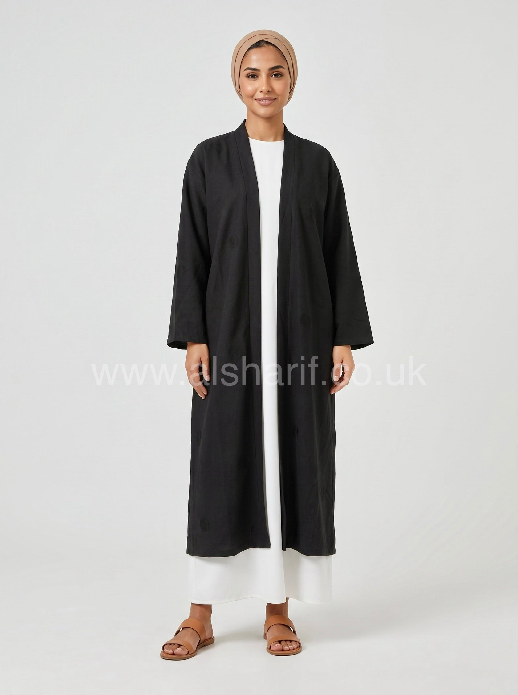 Embroidered Open Abaya Coat