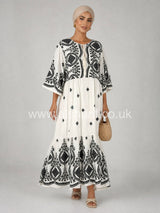 Three-Quarter Sleeve Maxi Dress