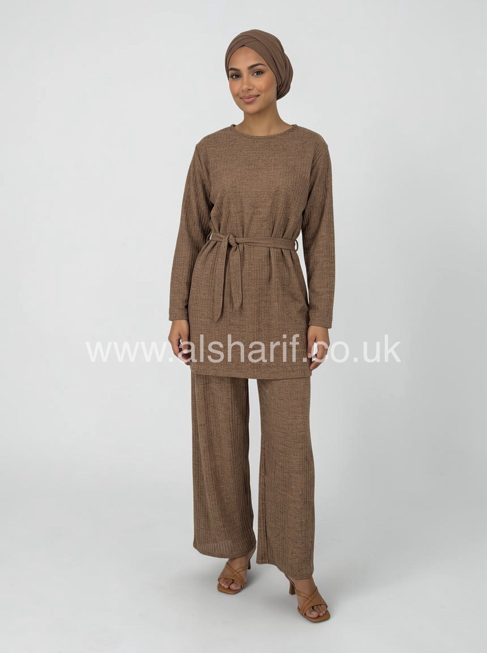 2 Piece Knitted Co-Ord Trouser Set with Belt