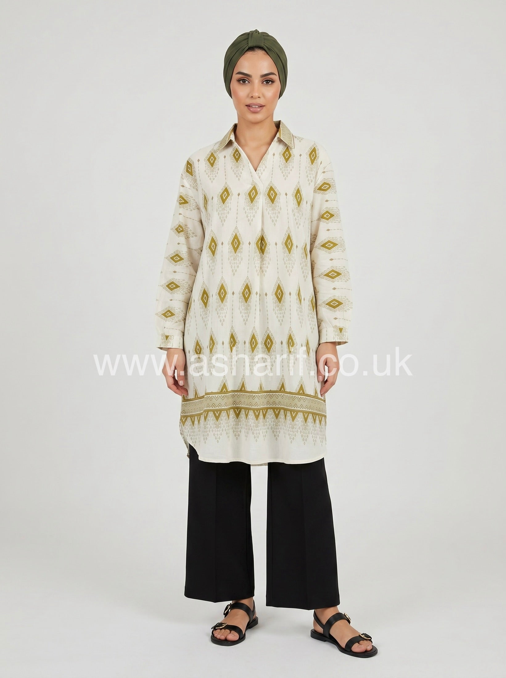 Geometric Print Wide Tunic Top