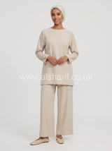 Belted Crepe Co-Ord Set with Wide Leg Trousers