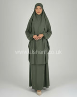 Two Piece Satin Jilbab Set (Khimar + Skirt)