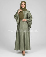 Crinkled Satin Lace Up Back Abaya Dress