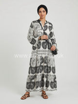 Button Front Roll Sleeve Summer Dress
