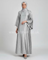 Crinkled Satin Lace Up Back Abaya Dress