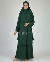 Two Piece Satin Jilbab Set (Khimar + Skirt)