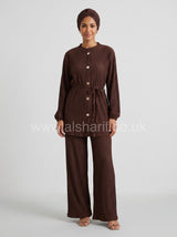 Pleated Co-Ord Two Piece Set with Wide Leg Trousers