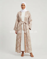 Satin Maxi Cardigan with Belt 2 Side Pockets